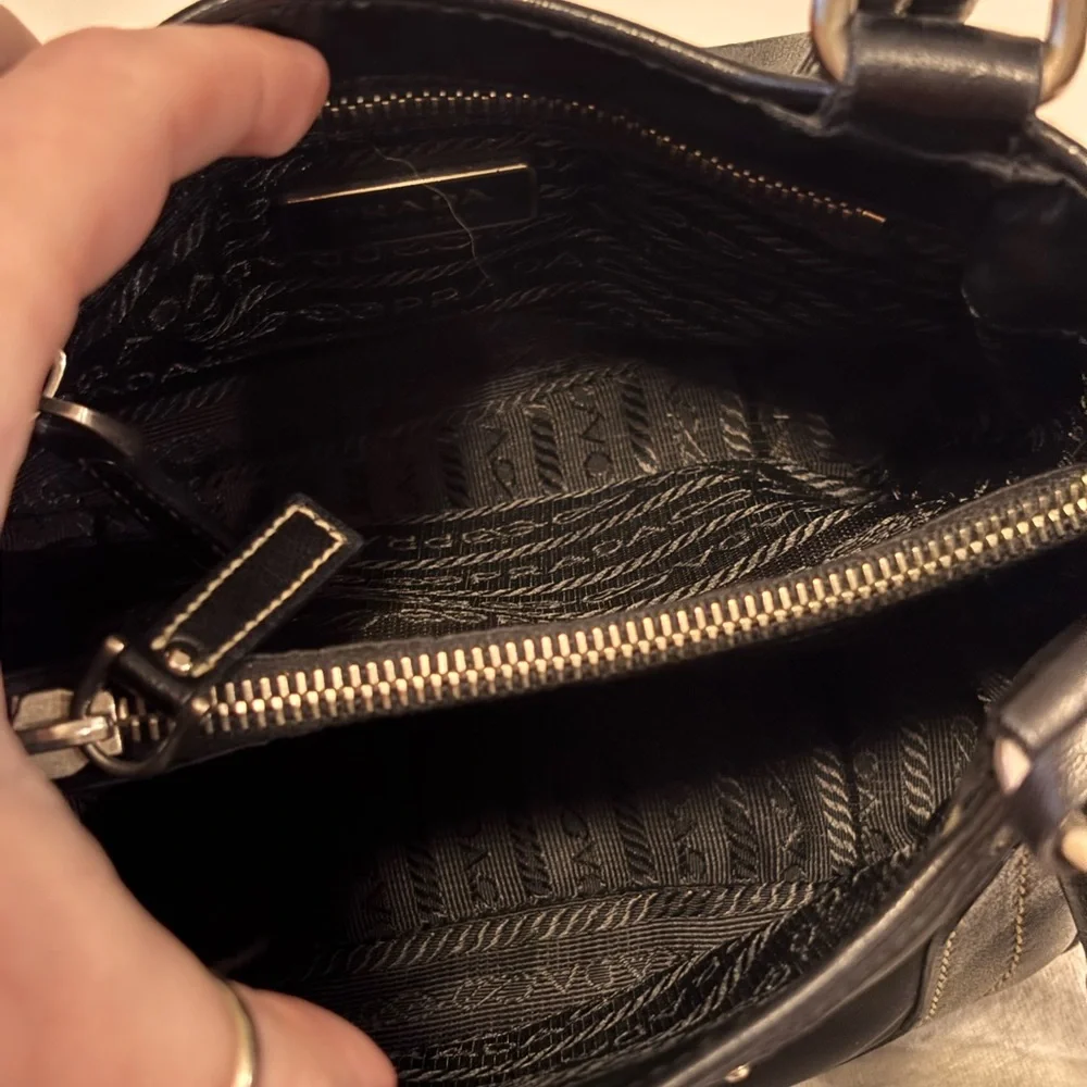 PRADA Black Leather & Nylon Mini Tassle Bag W/ COA & Dustbag LIKE NEW! - Picture 13 of 16